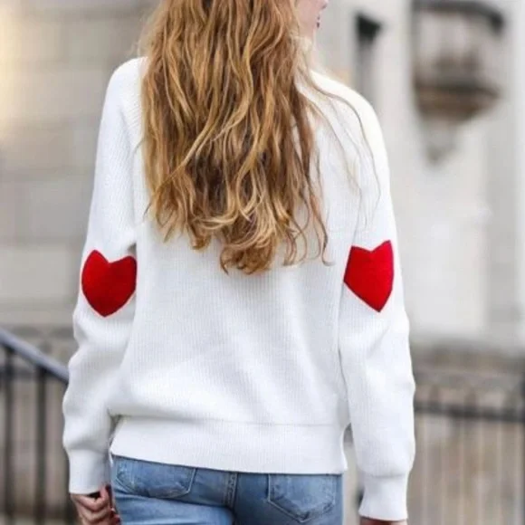 NWT Chicwish Heart And Soul Patched Knit Sweater in White - L/XL